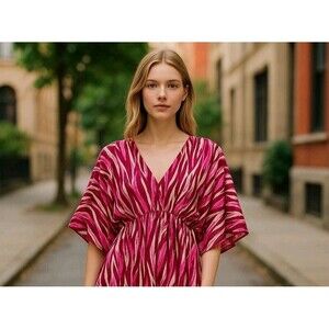 Dear Scarlett Tunic Top Size Large Pink Dolman Sleeves Vneck